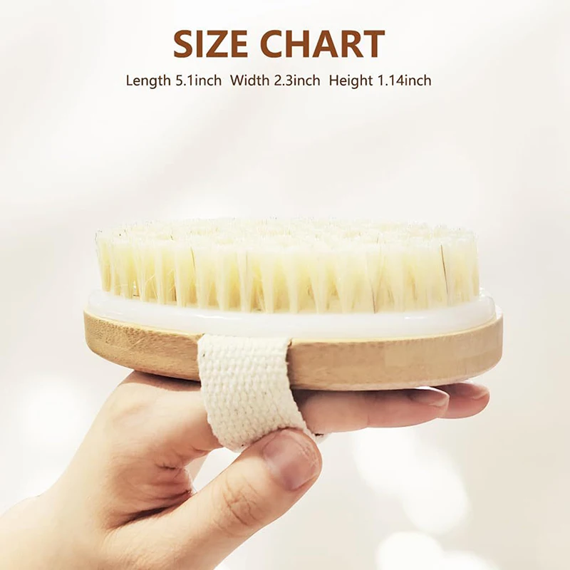 【Beautiful】Natural Bristle Brush Soft Wet Dry Skin Body SPA Brush Bath Massager Home Dry Wet Back Shower Brushes Exfoliating