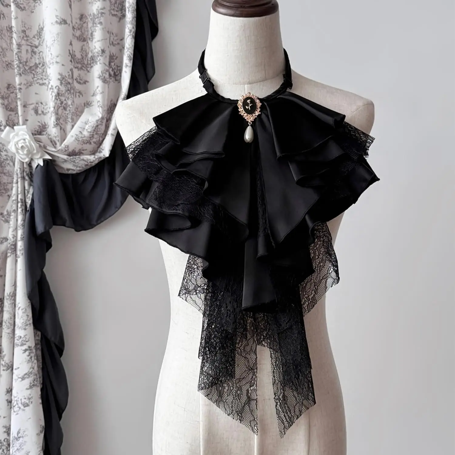 الفيكتوري Steampunk طوق كشكش الاستعماري الدانتيل Jabot ربطة العنق لوليتا التبعي