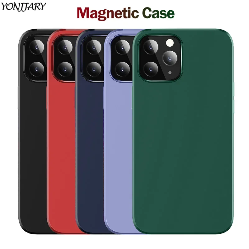 Magnetic Case for iPhone 6 6s 7 8 SE2 Cover Soft TPU Case Insert Metal Fit Magnet Car Holder for iPhone 12 11 Pro XS Max