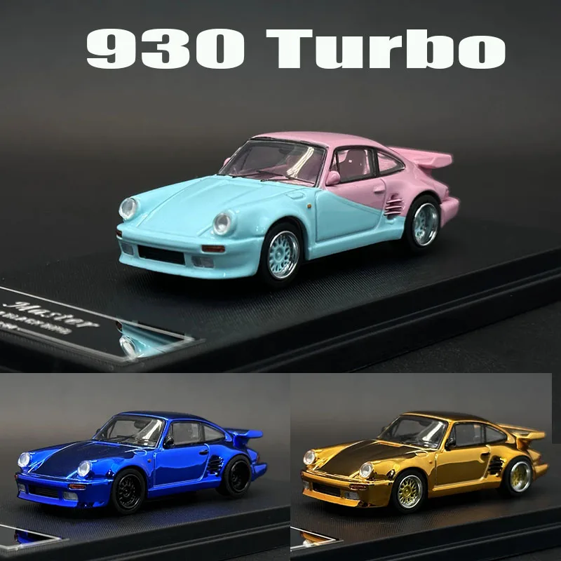 In Stock Master1:64 930 Turbo Black Bird Chrome Gold Blue Pink Diecast Diorama Car Model Collection Toy