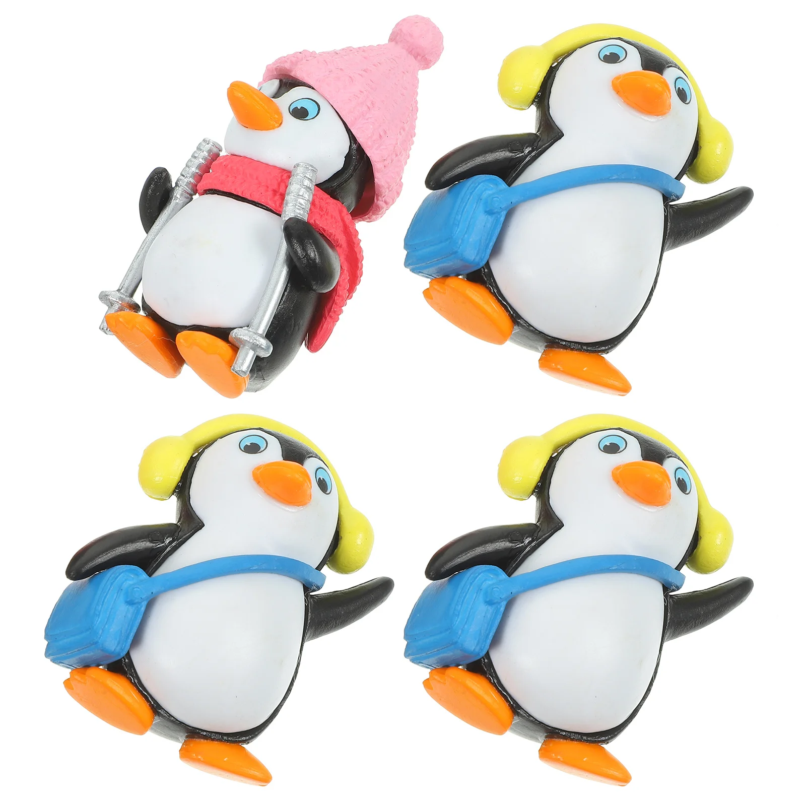 

Lovely Penguin Cake Ornament Set 4Pcs Festive Dessert Decoration for Birthday Winter Theme Party Tabletop Decor