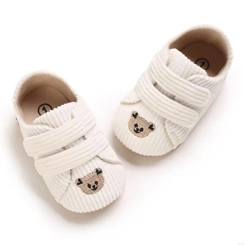 

97BE Flexible Prewalker Crib Shoes Baby Shoes Cartoon First Walking Shoes Footwear Rubber Soles Spring Autumn Cotton Sneaker