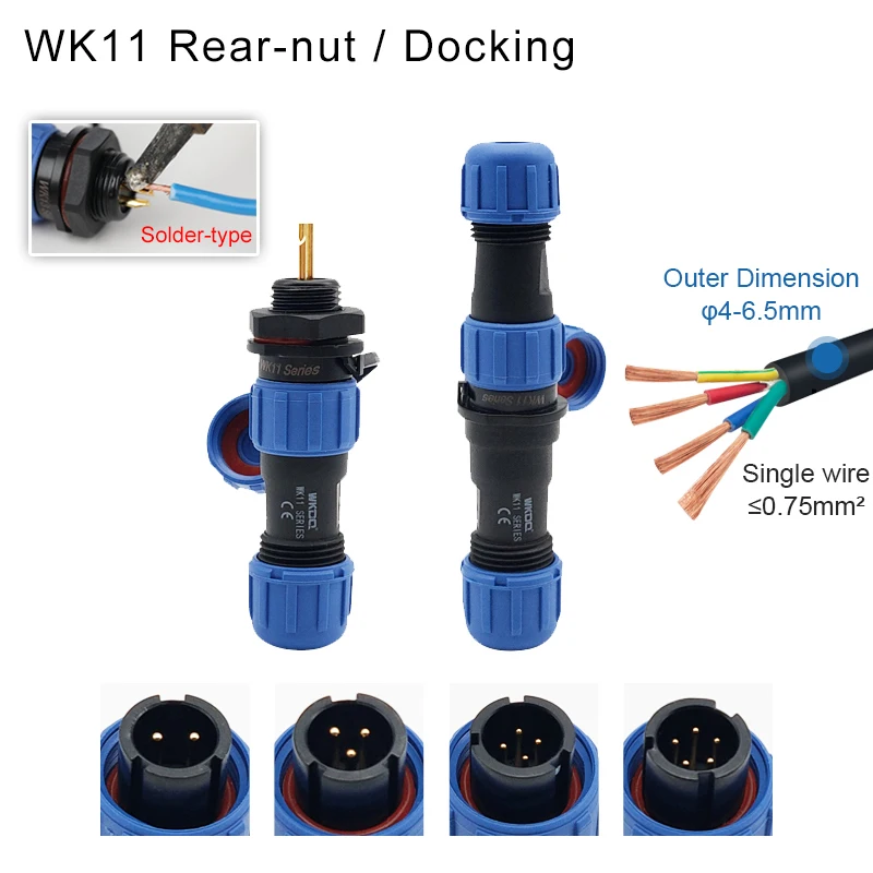 Waterproof Connector SP11 IP68 Soldering Male Plug & Female Socket Rear-nut Docking Panel Mount 2/3/4/5 Pin Aviation SP Connect