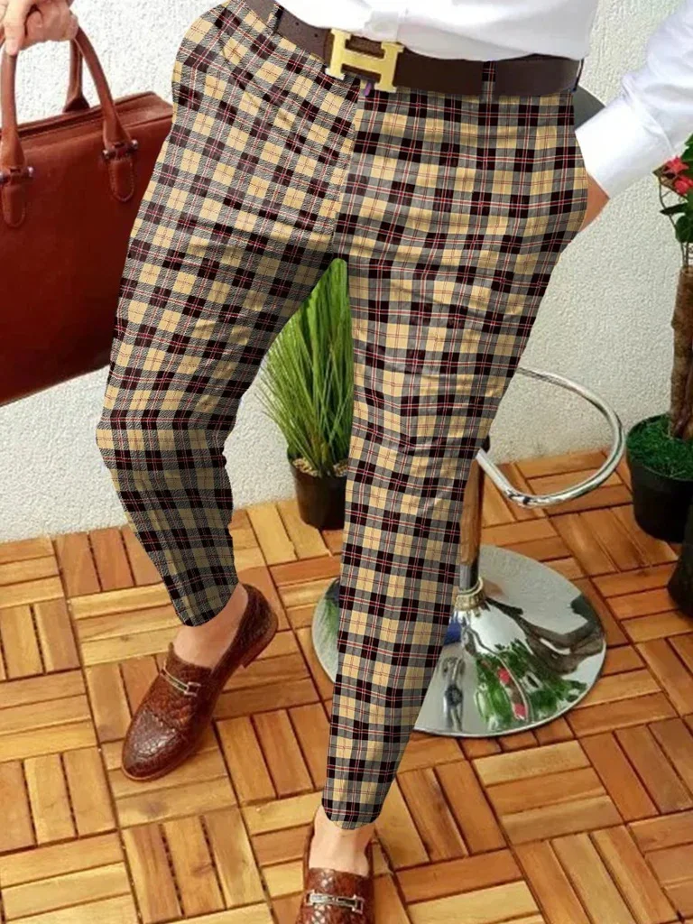 Conjunto de pantalones casuales de negocios a la moda para hombre, traje Formal de pierna recta elástica, pantalones cuadrados a rayas, 3d, verano,