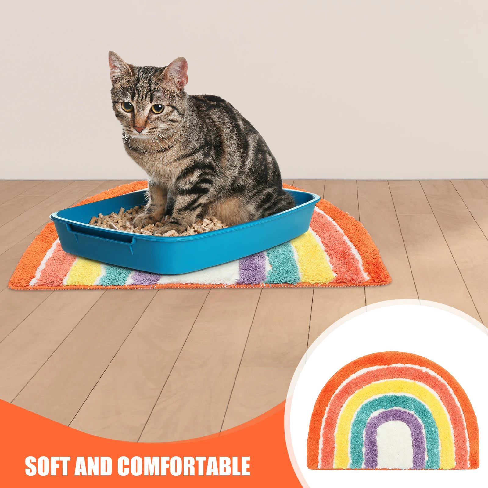 صندوق نفايات القط حصيرة قوس قزح شكل نونسليب أسفل القمامة التقاط تقليل تردد التنظيف دائم لينة إكسسوارات الحيوانات الأليفة