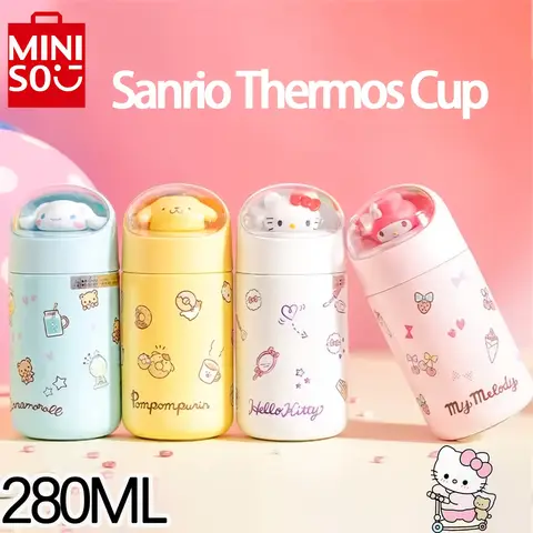 280ML MINISO Sanrio Hello Kitty Thermos Cup 304 Stainless Steel Water Bottle Cute Children Students Water Cup Space Capsule Cup