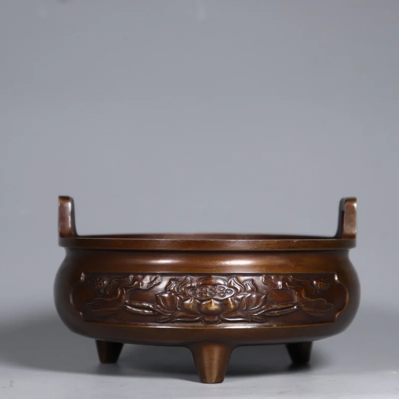 Pure copper household burner with straight ears, lotus aroma diffuser, office supplies, indoor sandalwood incense