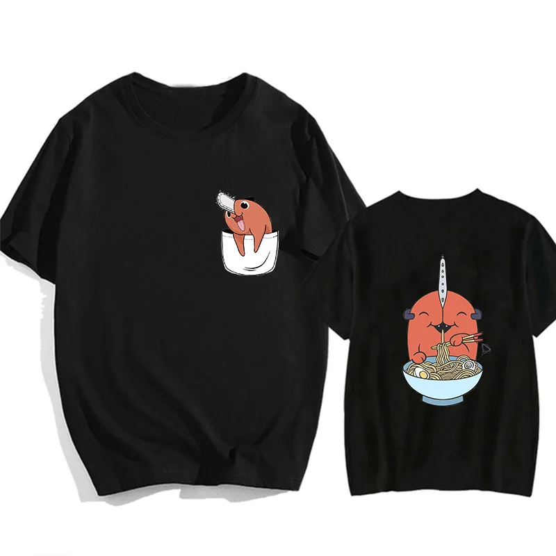 Eu Size Japanese Anime Chainsaw Man T Shirt Cartoon Pochita T-shirt Makima Harajuku Graphic Tee Unisex Clothing Top Tshirt Manga