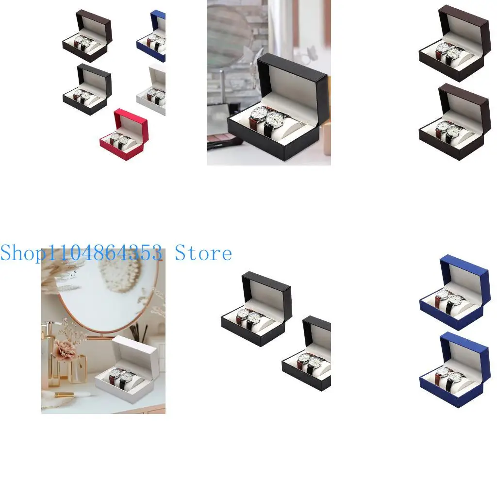 

652F 2 PU Кожаные часы Организаторы Profile Heress Boxs Организаторы коллекции для офисной спальни или использования