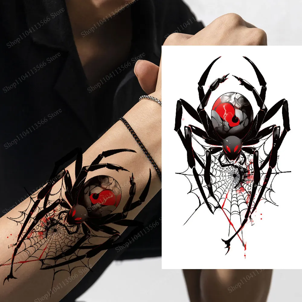 

Временные татуировки Spider Web для мужчин и женщин, водостойкие страшные скелеты, искусственные татуировки, наклейки на Хэллоуин, искусственные татуировки для тела, лица, макияжа
