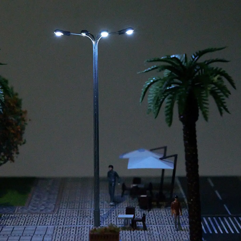 LED Lights for Models Steel Street Lamp Post Accessories for HO OO Scale Model Railway Building Layout