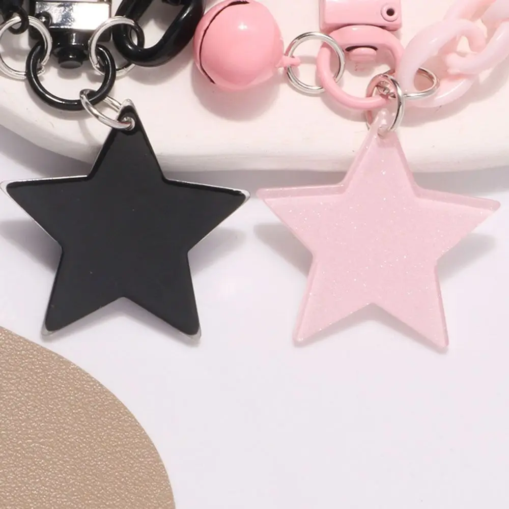 Cute Ornament Glitter Stars Pendant Pink and Black Bags Car Keys Decors Car Key Chain Star Acrylic Cartoon Keychain Couple