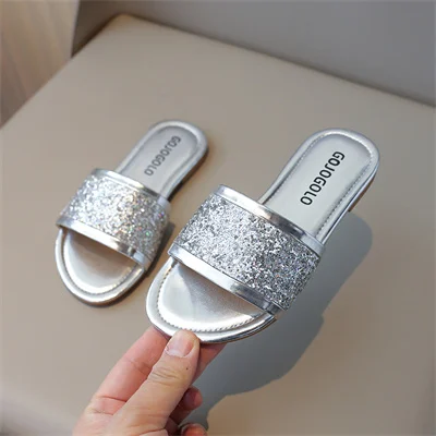 Anti-slip Wear-resistant Soft Bottom Multi-color Girls Flat Slippers, Girls Comfortable Summer PU Flip-flops Code 26-36