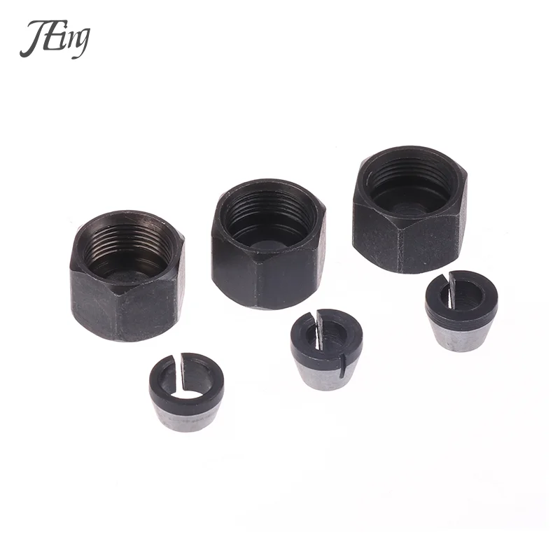 

1 Set Electric Router Milling Cutter Parts 6mm 6.35mm 8mm Collet Chuck Engraving Trimming Machine With Nut Router Bit Adapter