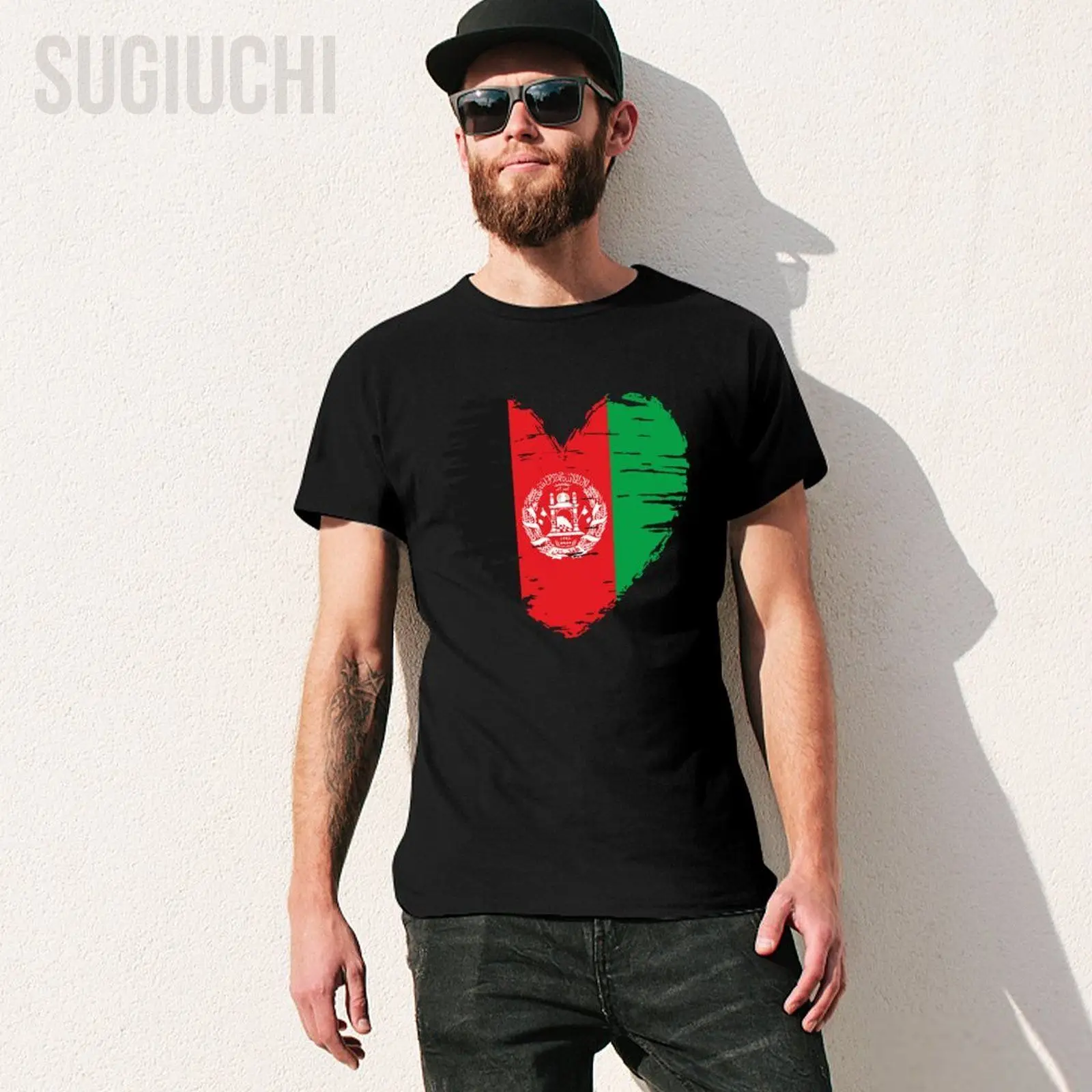 Men Afghanistan Heart Outfit Afghanistan Heart Flag Afghanistan Tshirt Tees T Shirts Women Boys 100% Cotton Short T-Shirt Unisex