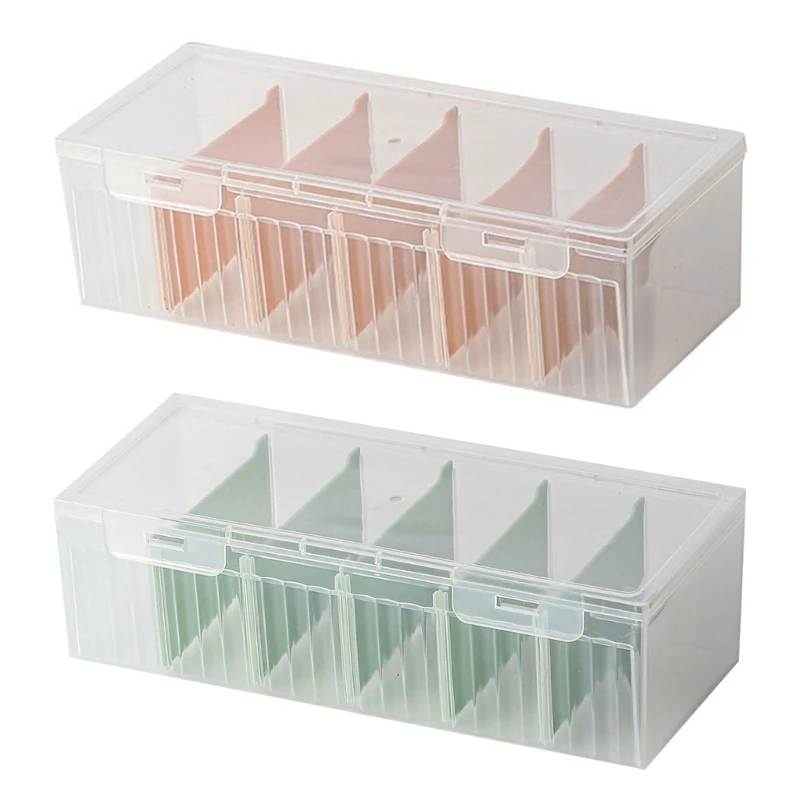 CORA Plastic Card Holders Box Includes Lid and 5 Dividers to Store Up to 600 Cards Maintaining Clean Order for Desk