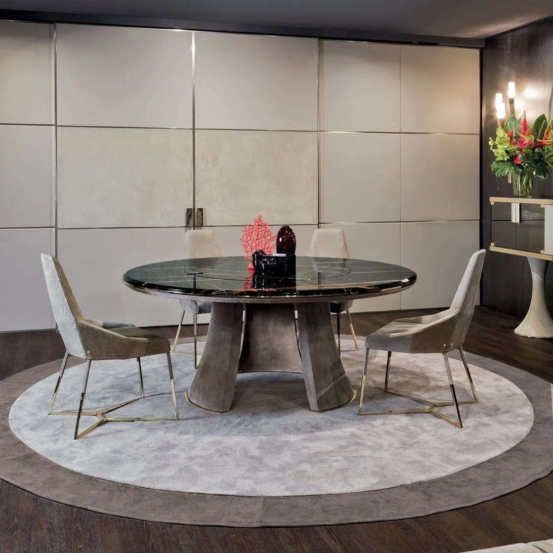 ⅹ-  Gold Stainless Steel Dining Table With Chairs Modern Dining Table Set 8 Seater Luxury Oval Marble Top Dining Tables&