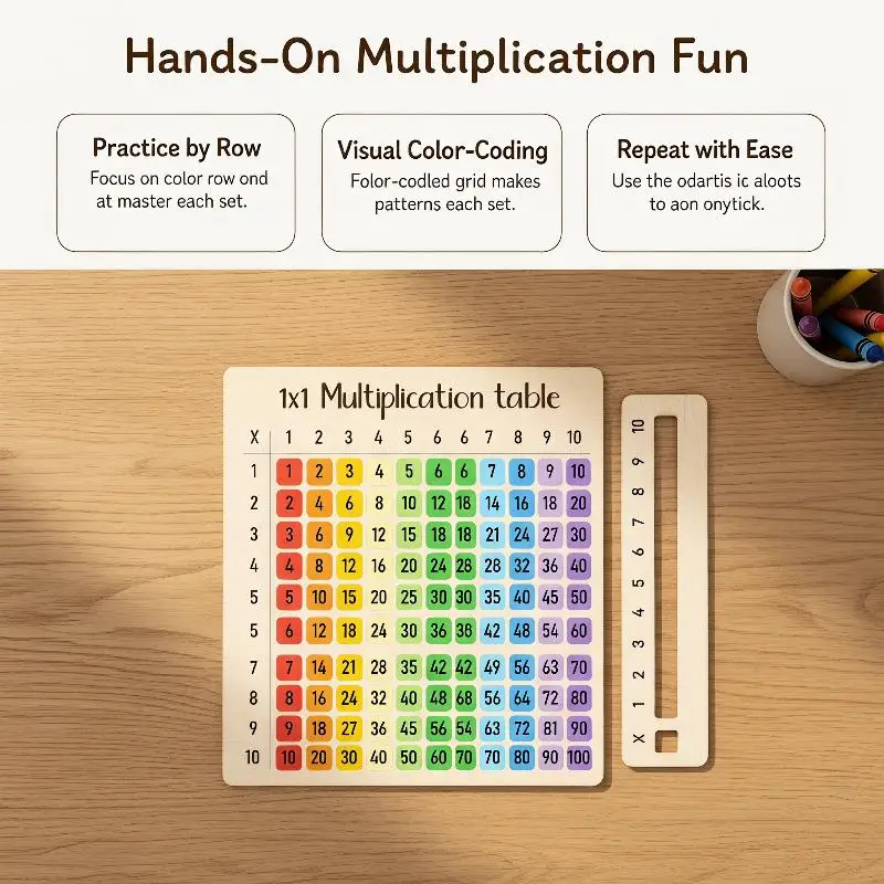 Eco-Friendly Multiplication Table Wooden Board Set Natural Wood Math Enlightenment Tool for Kindergarten Kids view 2