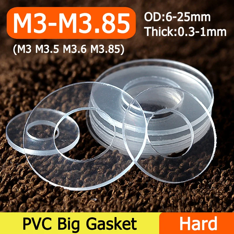 50-200pcs M3 M3.5 M3.6 M3.85 Hard PVC Big Washer Transparent Thin Plastic Clear Shock-proof Gasket Insulation Ring Spacer OD6-25