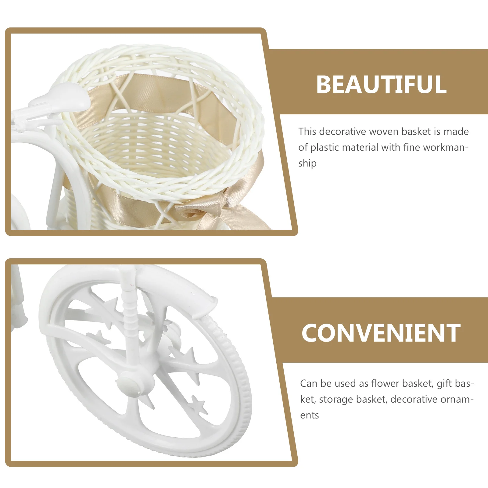 

Tricycle Small Woven Flower Basket Candy Storage Holder Decorative Party Favor Shower Wedding Woven Flower Basket