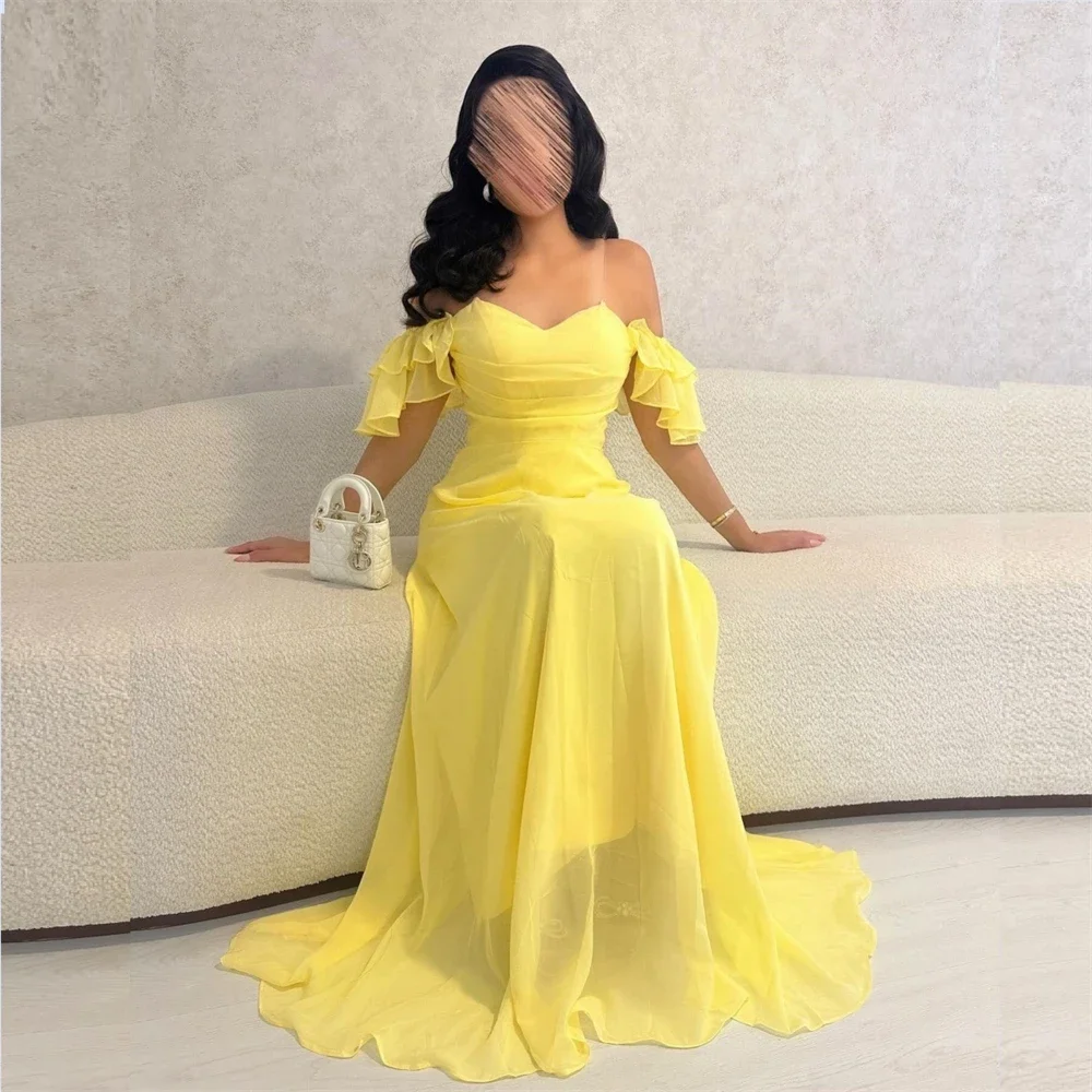 Customized Saudi Arabia Formal Evening Gown Shoulder Girdle Anke Length Vertically Tulle Bespoke Occasion Dresses Prom Dre