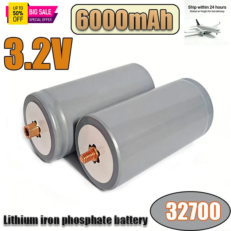 

100% Original 32700 6000mAh 3.2V Lifepo4 Rechargeable Battery Professional Lithium Iron Phosphate Power Battery with Screw