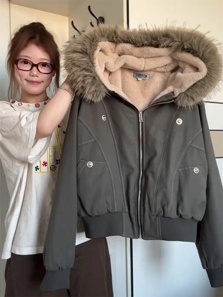 

Cleanfit Thiened Fce Lined Hooded Jaet Cotton Workwear Parka Coat with Large Fur Collar for Men And Women in Winter