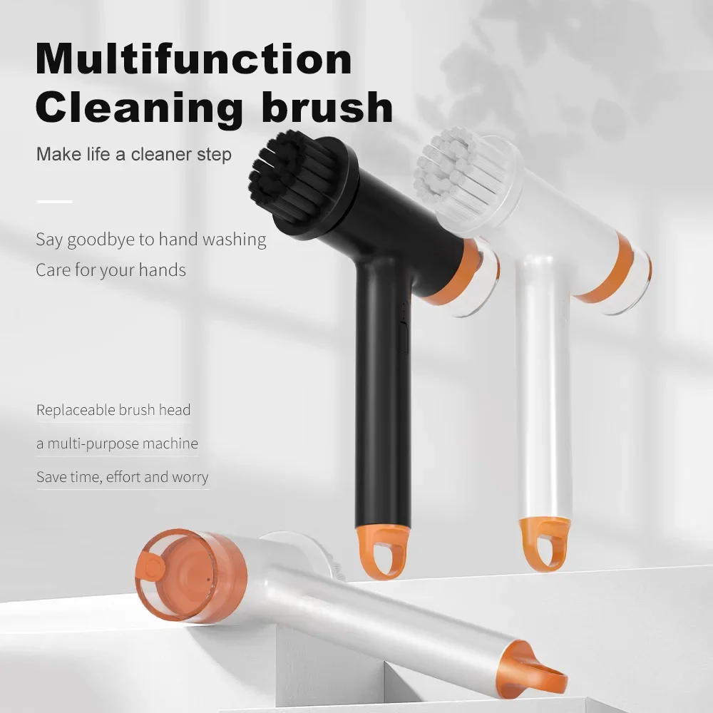 Electric Handheld Spin Scrubber With 6 Replaceable Brush Head Set Power Bathtub Kitchen Scrubber Rechargeable Shower Scrubber