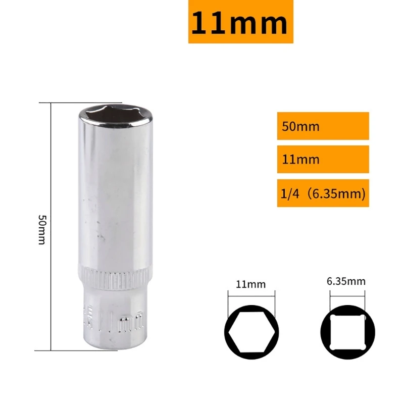 11Pcs Chaves impacto 1/4 polegadas Tomada Conjunto barra extensão para reparo carro doméstico