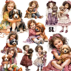 12Pcs/Pack Dog and Girl Sticker DIY Craft Scrapbooking Album Junk Journal Decorative Stickers
