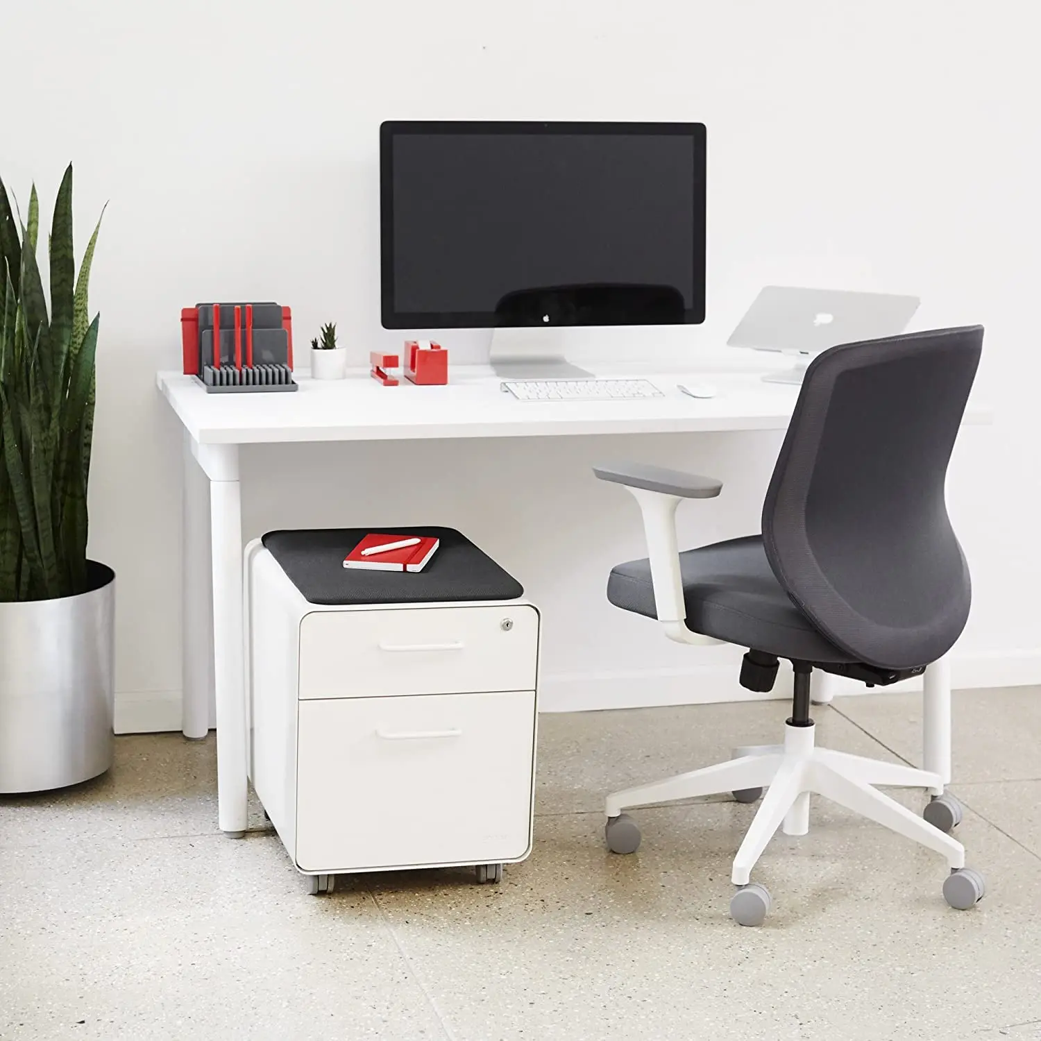 Rolling File Cabinet With Lock & Seat, 2 Keys, Utility & Hanging Drawers For Office, White & Gray, Customized