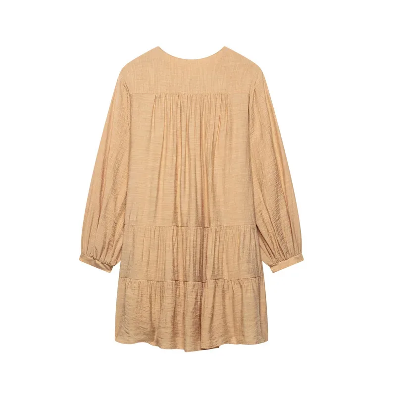 

Women's Sexy Casual Chic Solid Embroidery Dress Long Sleeve O-Neck Mini Fashion Spring Summer 2025 Female Chic Dress