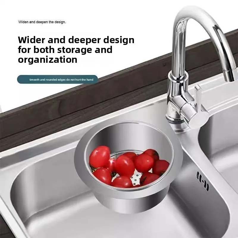 LMM stainless steel kitchen hanging storage drain rack dry and wet separation hook garbage filter basket