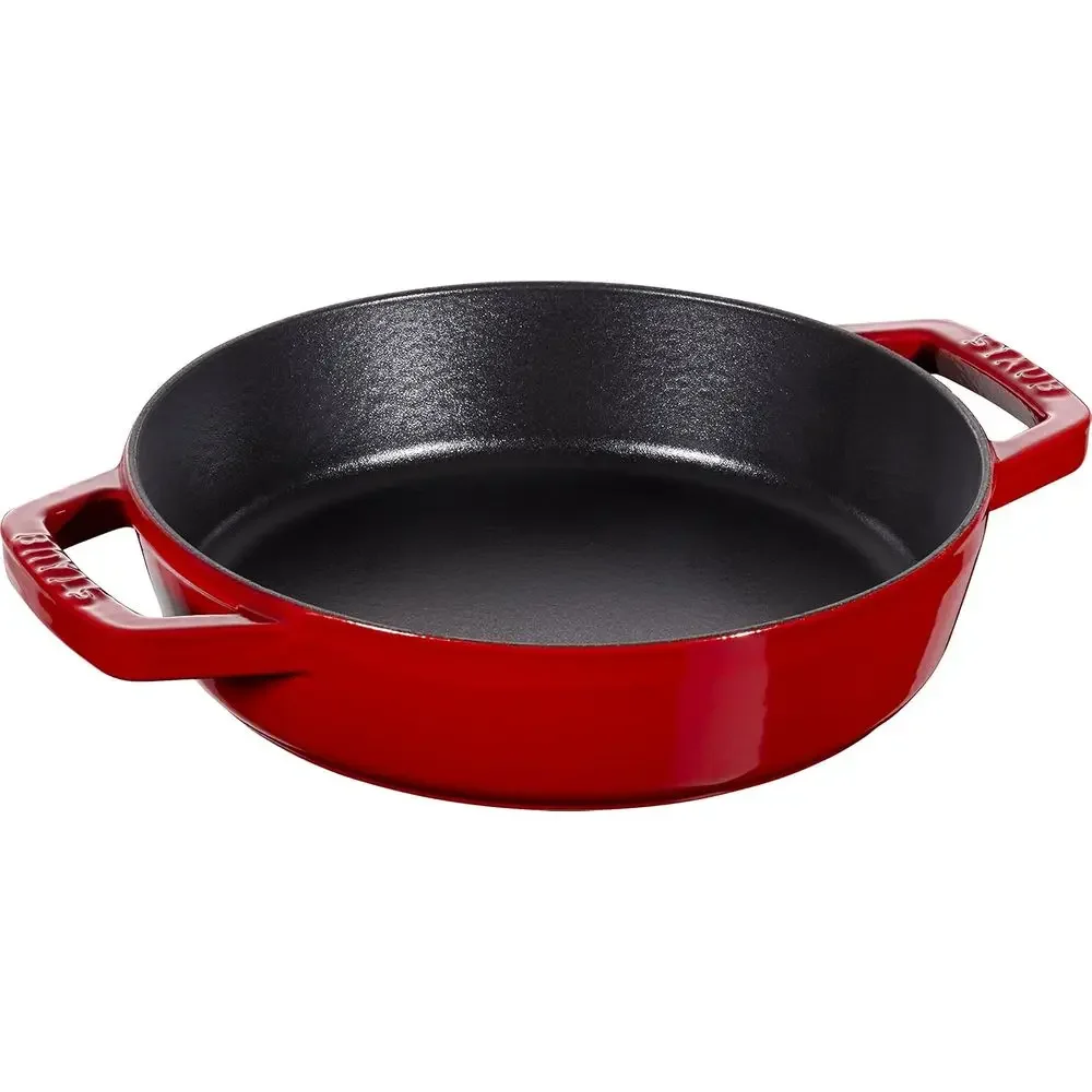 

Cherry Red 7.9 Double Handled Frying Pan, 20 cm, Enamel Coated, Induction Ready