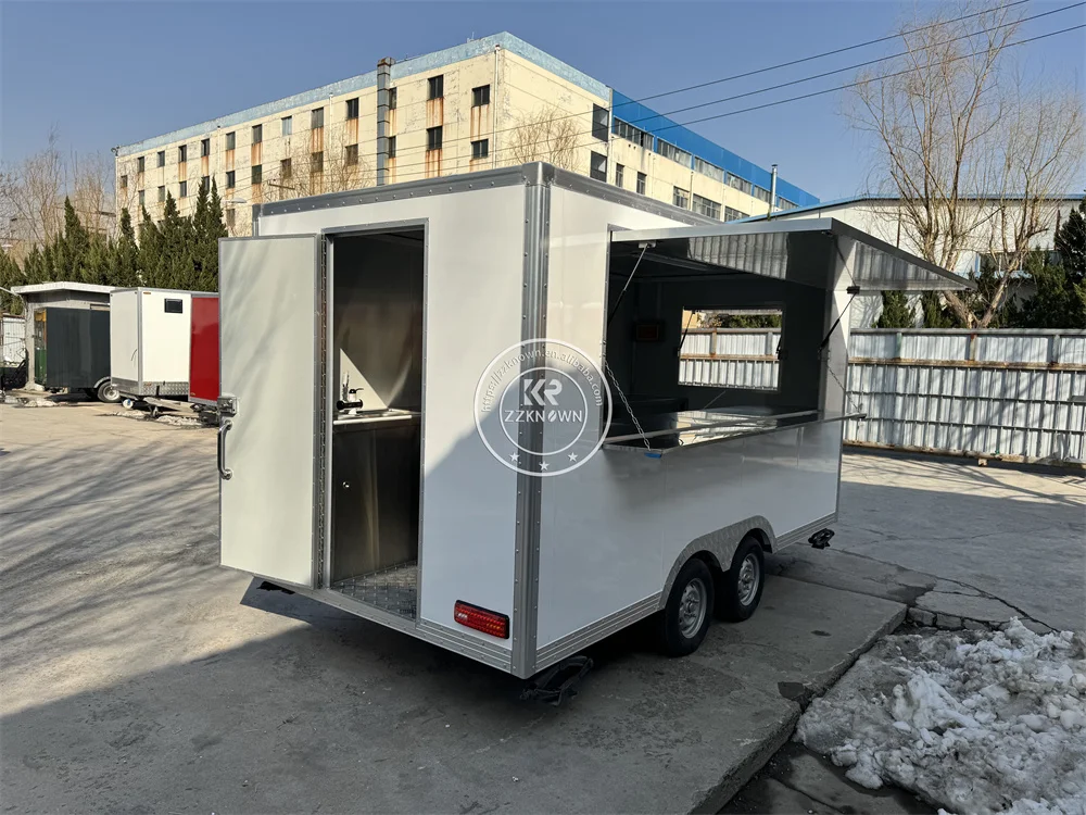 Concession Mobile Food Trucks, Kiosque, Crème glacée, Remorques de restauration rapide, Chariot de camionnette à pizza, Entièrement équipé à vendre