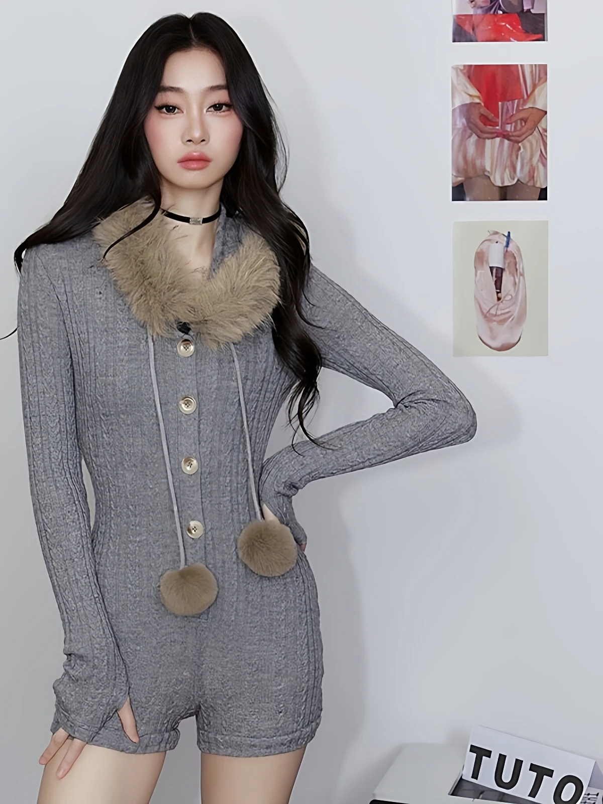 

American Sle Hot Girl Knitted Long Sve Onesie Women Early Autumn Elely Slim Fit Base Layer ort Pants Coat