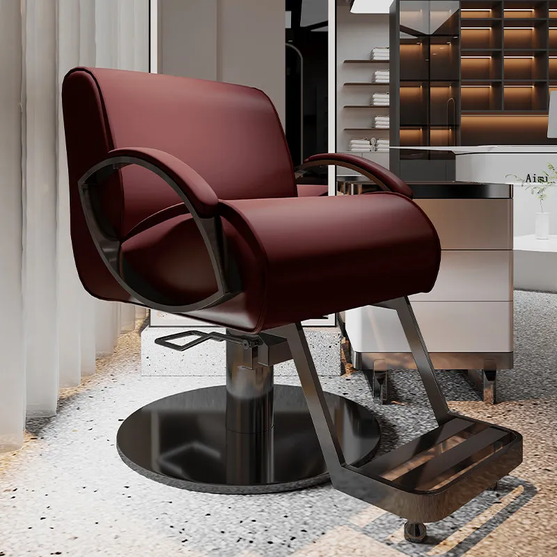 Comfortable Leather Barber Chair For Haircut Perm Dyeing Rotary Lifting-for Salon Furniture Featuring A Simple Design