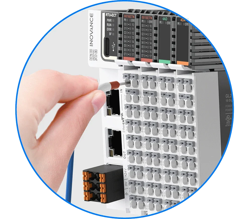 Inovance I/O Expansion Modules GL20 Series GL20-0808ETN Matching PLC Easy AC700 AC800 H5U & AM600 Series Local & Remote I/O view 3