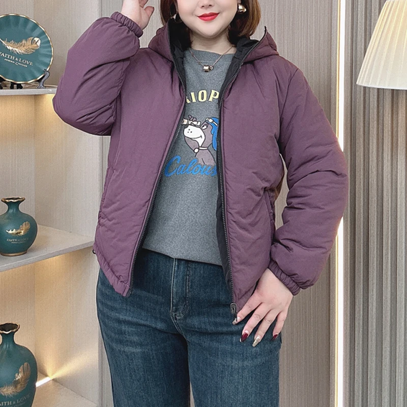 女性用リバーシブルフード付きコート,ルーズパーカ,ラージサイズ,秋冬,393,5xl