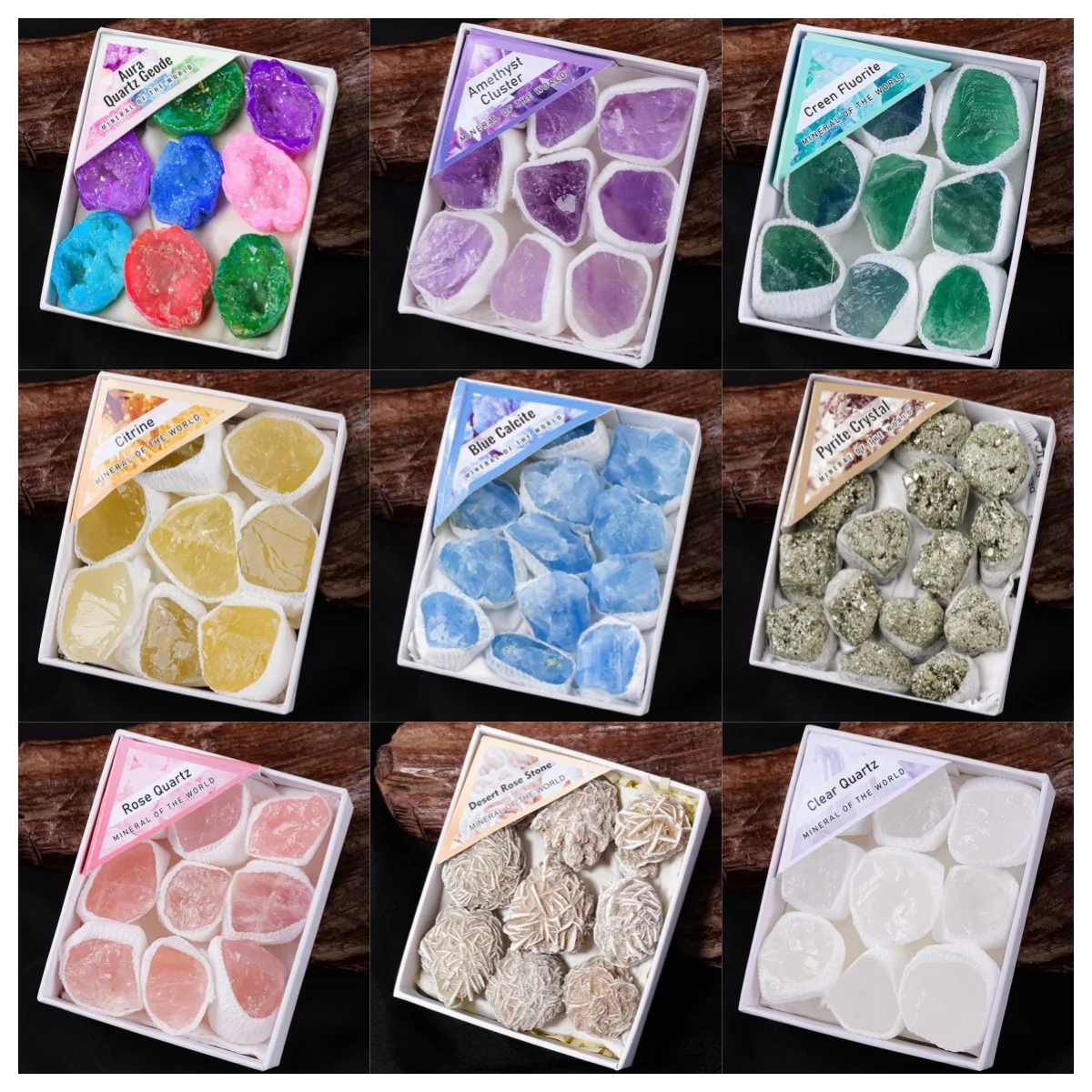 1 Box (About 9 Pieces) of Natural Crystal Specimen Set Used for Collecting Meditating and Healing Crystals for Spiritual Energy
