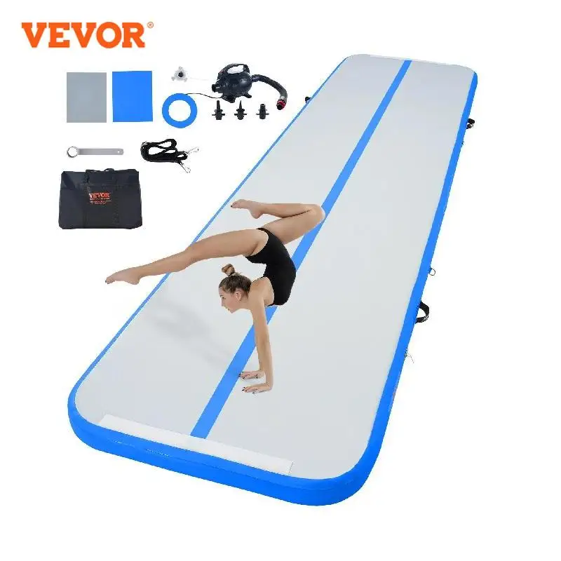 

VEVOR Gymnastics Air Mat 4 in Tumble Track with Electric Pump Training Mats for Home Use/Gym/Yoga/Cheerleading/Beach 13 ft Blue