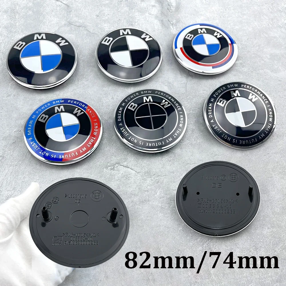 2 pièces 74 mm/82 mm 50e anniversaire Emblème de capot avant de voiture Badge arrière de coffre logo pour mini BMW E46 E39 E36 E87 E90 E91 F20 E53 X3 X5