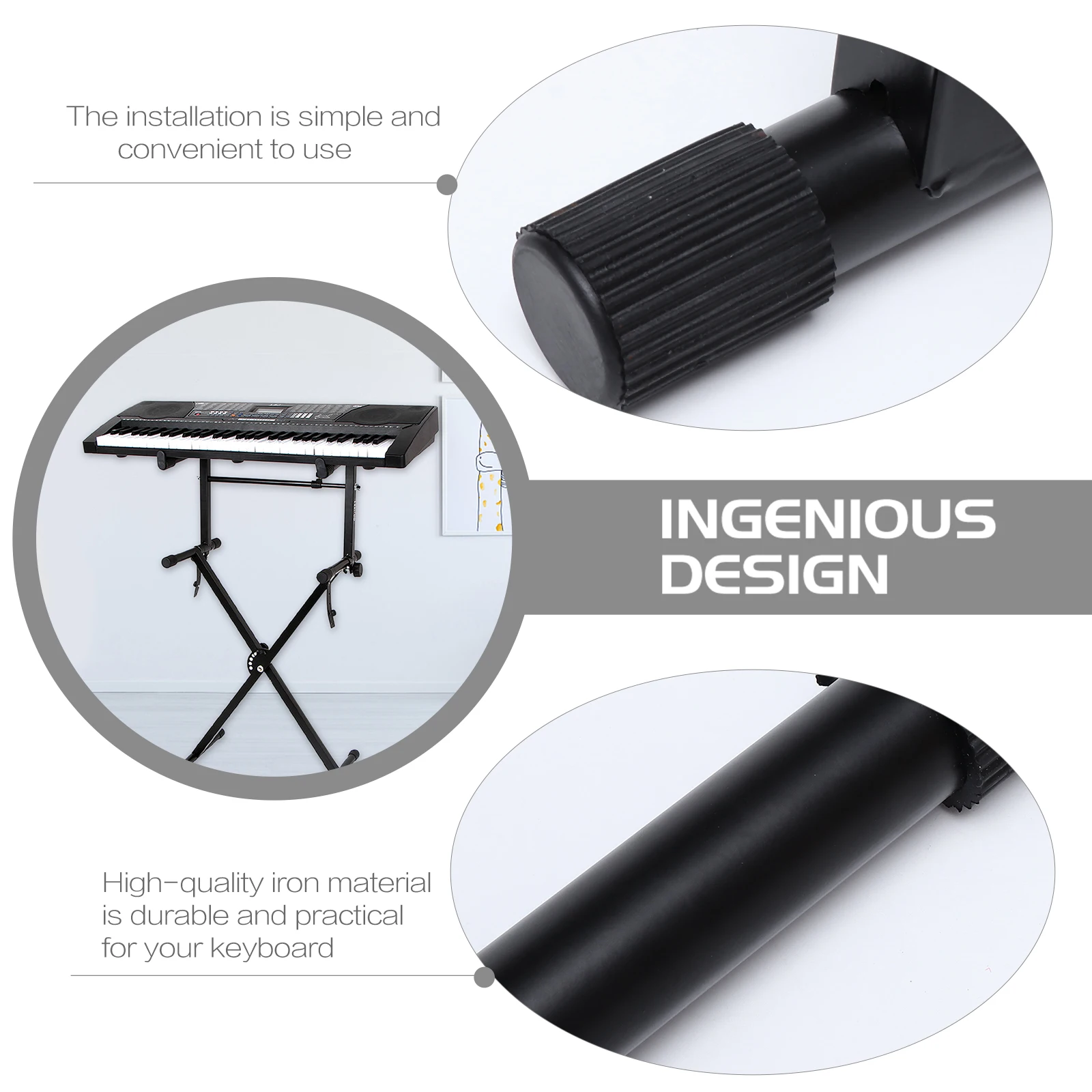 

1Set Electronic Keyboard Holder Durable Iron Frame Adjustable Width Removable Storage Practical Keyboard Rack Space Saving