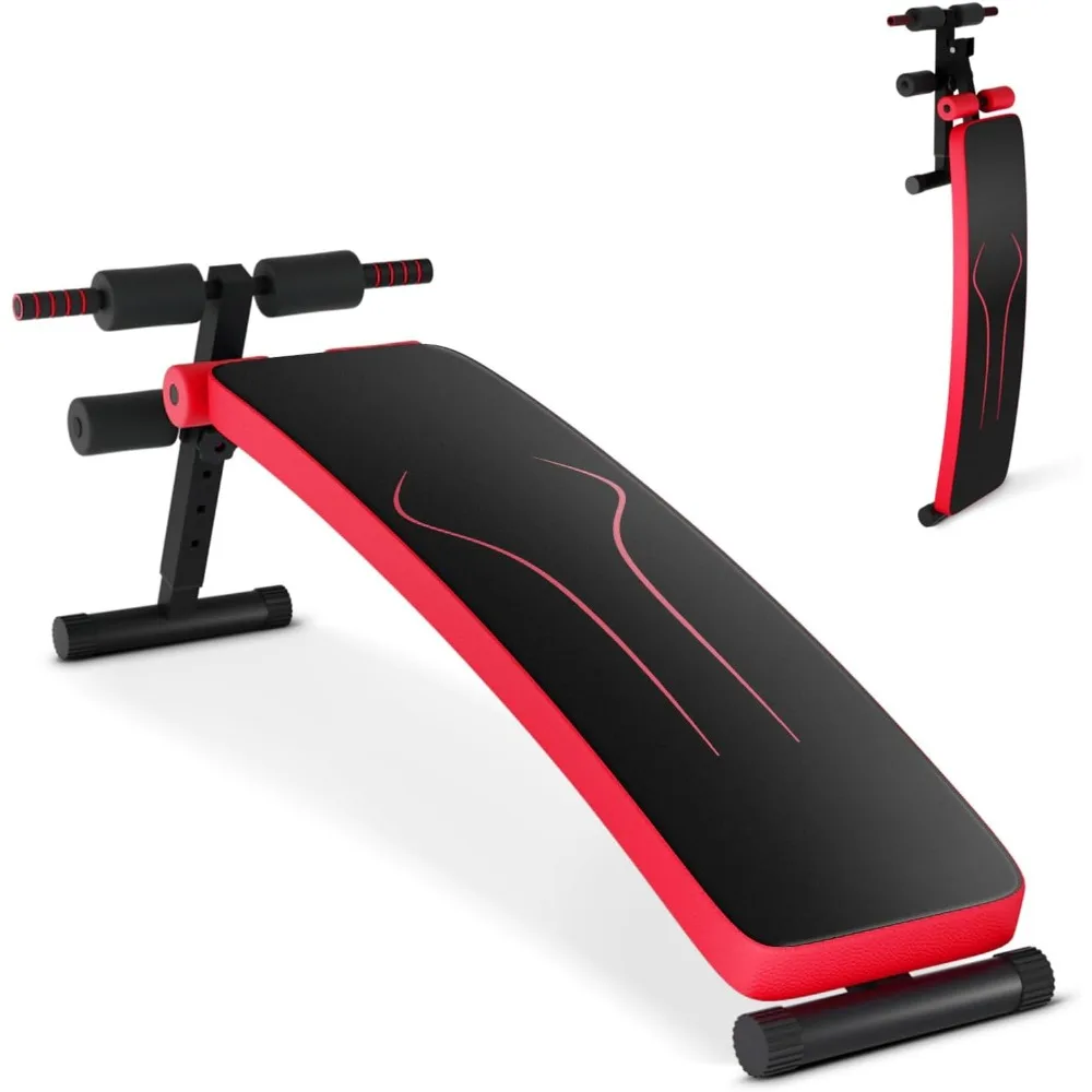 Sit up Bench, Folding Adjustable Workout Bench for Ab Exercise, Curved Incline/Decline Slant Bench, Foldable Strength Training
