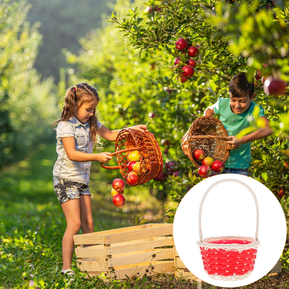

10 Pcs Mini Plastic Baskets Red Tiny Woven Easter Small Picnic Basket Kids Party Favor Toy Cute Storage Basket Empty Decorative