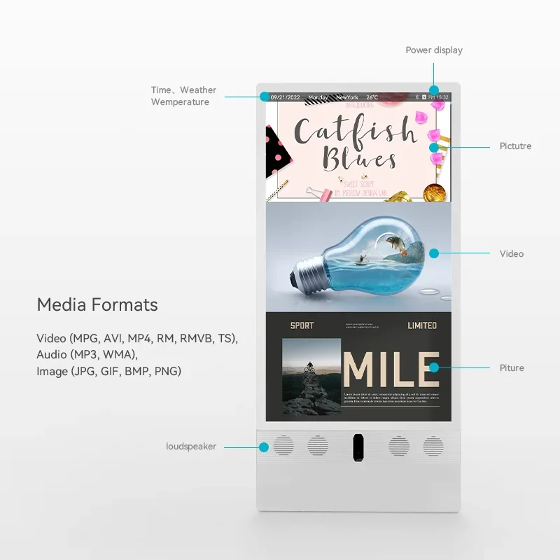 43 بوصة مقاوم للماء الشمس قابل للقراءة 4K TV كشك IP65 1500 Nits الإعلان البطارية في الهواء الطلق الطوطم شاشة LCD شاشة لافتات رقمية #5