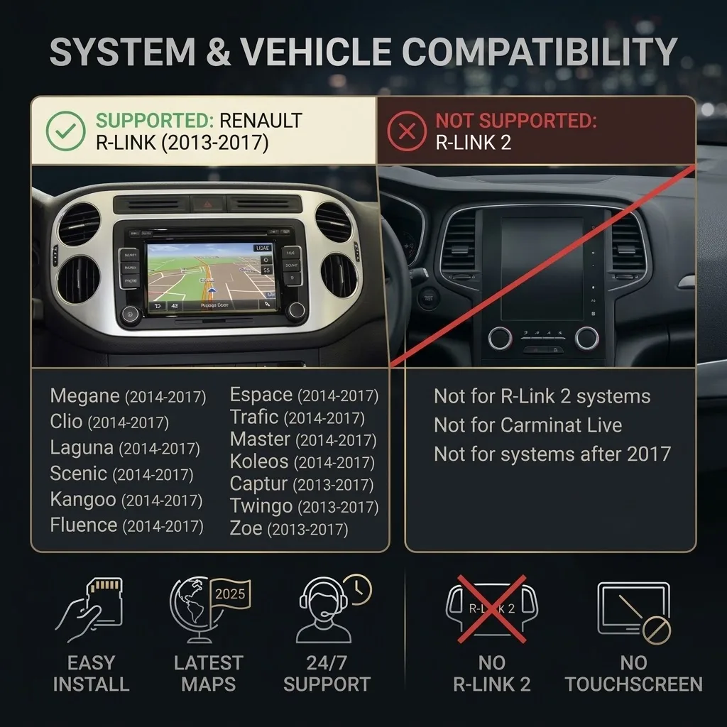 2025 11.45 Sat Nav SD Card Europe UK Compatible For Renault R‑Link 2013‑2017 Megane Clio Laguna Scenic Zoe Captur Twingo Koleos
