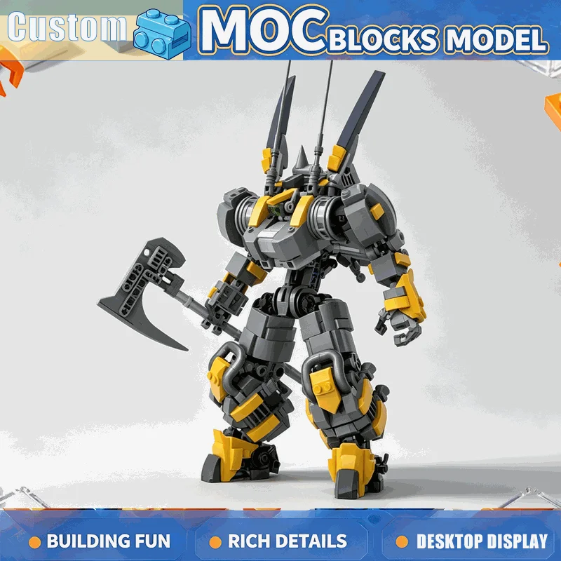 865PCS Futuristic Mech Warrior Building Blocks Articulated Robot Figure Model DIY Assembly Creative Display Collection Gift Toy