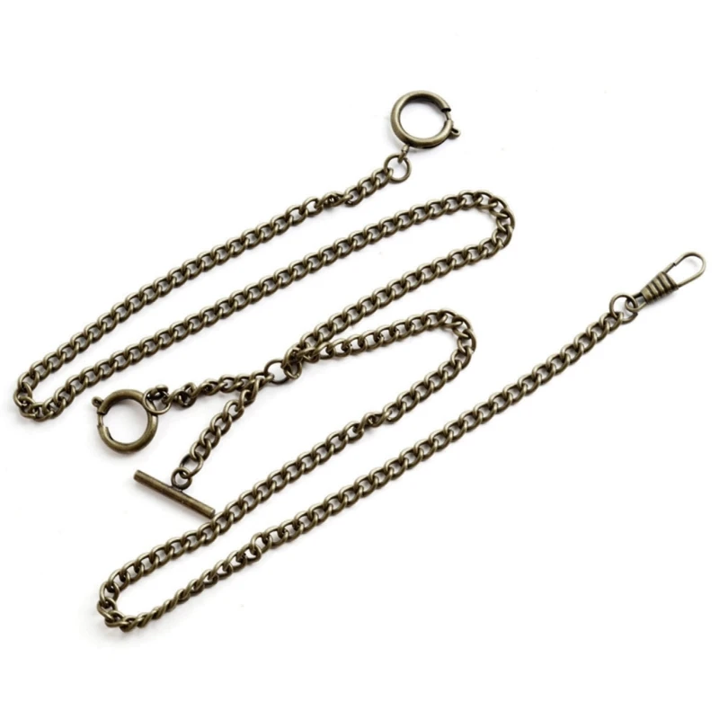 Classic Pocket Watch Double Albert Chain T-Bar Watch Chain Link Vintage Heavy Duty Pocket Chain Men Fashion Accessories