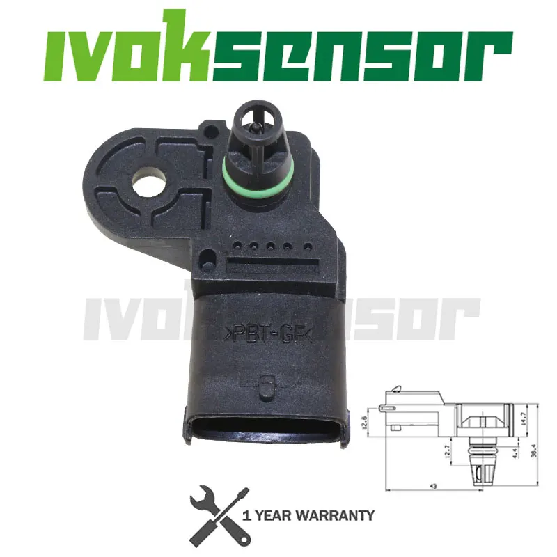 Sensor de presión MAP 504064370 de 2.5Bar, compatible con FIAT OPEL, VAUXHALL, IVECO, PORSCHE 0261230042, SAAB, nuevo 911, 7.18222.0, 0261230283